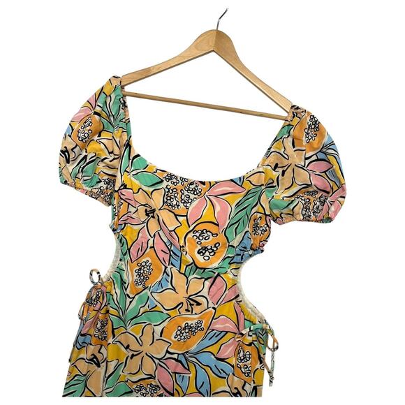 ASTR The Label Dress Womens XS Orange Talula Tropical Papaya Cutout Linen Blend - Picture 8 of 13